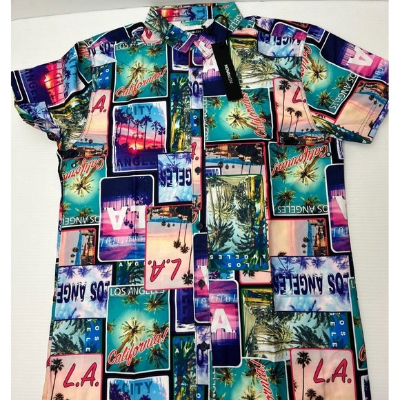 novamen Other - Novamen LA Palms Beach Shirt Short Sleeve Medium Woven Button Down Summer Tee